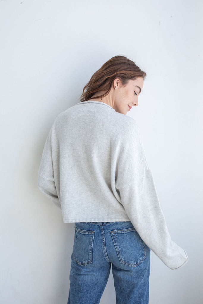 Lightweight Button Up Cardigan - Light Grey