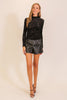 Velvet Floral Long Sleeve Shirt - Black