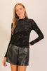Velvet Floral Long Sleeve Shirt - Black
