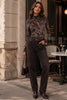 Velvet Floral Long Sleeve Shirt - Dark Brown