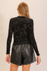 Velvet Floral Long Sleeve Shirt - Black