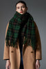 Green Tassel Plaid Scarf