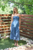 Smocked Strapless Denim Midi Dress