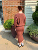 Waffle Sweater & Skirt Set - Puce