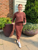 Waffle Sweater & Skirt Set - Puce