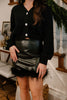 Faux Leather Skirt With Feather Trim - B
