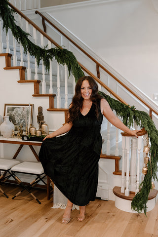 Gunmetal Sequin Dress with Velvet Belt