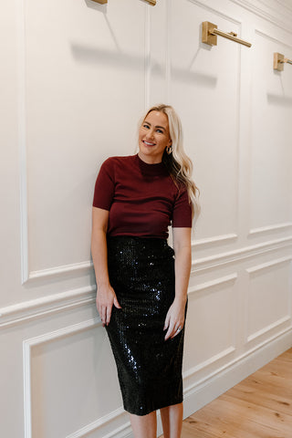 Gunmetal Sequin Dress with Velvet Belt