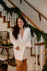 Blazer Jacket Dress with Feather Trim -