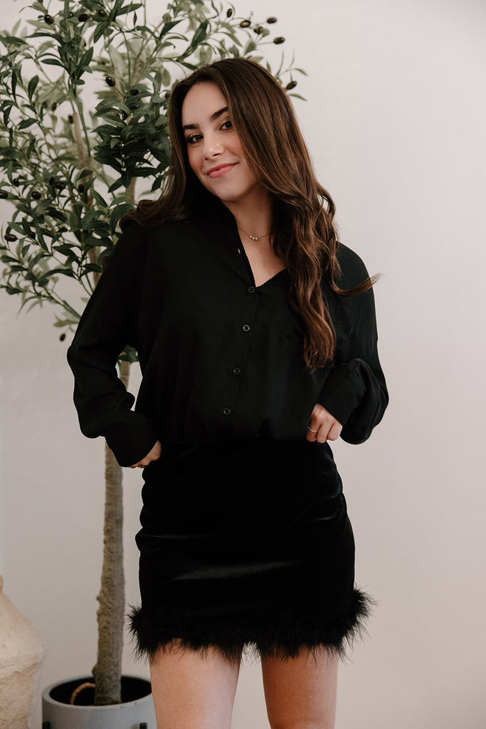 Blouse With Single Pocket - Black