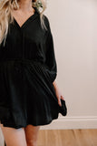 Flounce Shirt Dress - Black