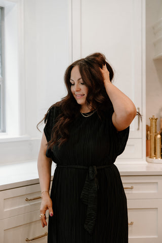 Gunmetal Sequin Dress with Velvet Belt