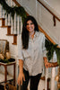 Striped Button Up Blouse - B&W