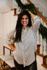 Striped Button Up Blouse - B&W