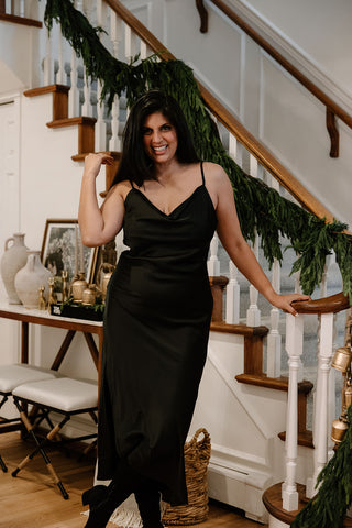 Gunmetal Sequin Dress with Velvet Belt