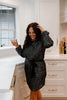 Gunmetal Sequin Dress with Velvet Belt