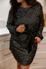 Gunmetal Sequin Dress with Velvet Belt