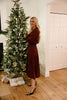 Long Sleeve Midi Ruffle Dress - Vino