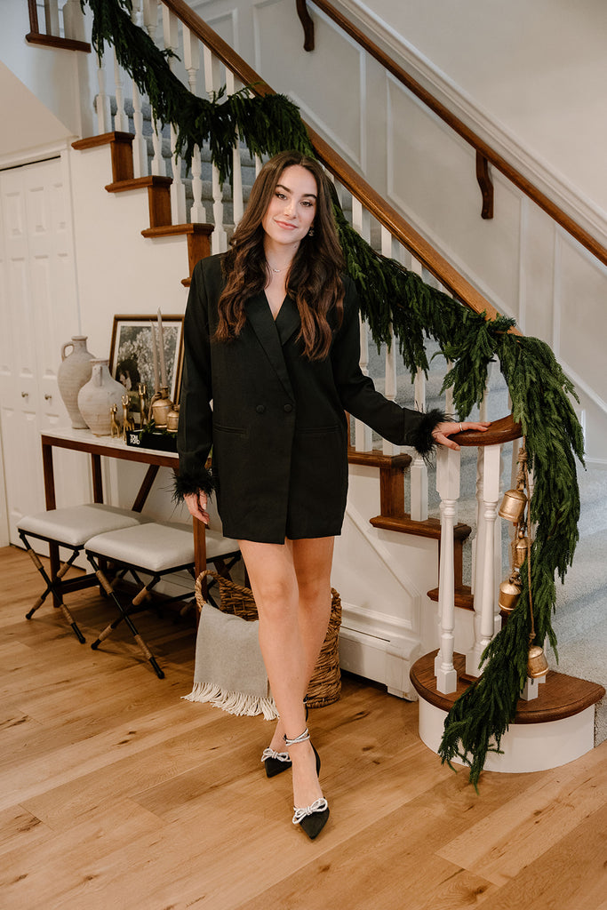 Blazer Jacket/Dress With Feather Trim -