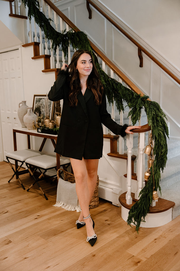 Blazer Jacket/Dress With Feather Trim -