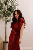 Pleated Midi Dress With Waist Tie - Berr