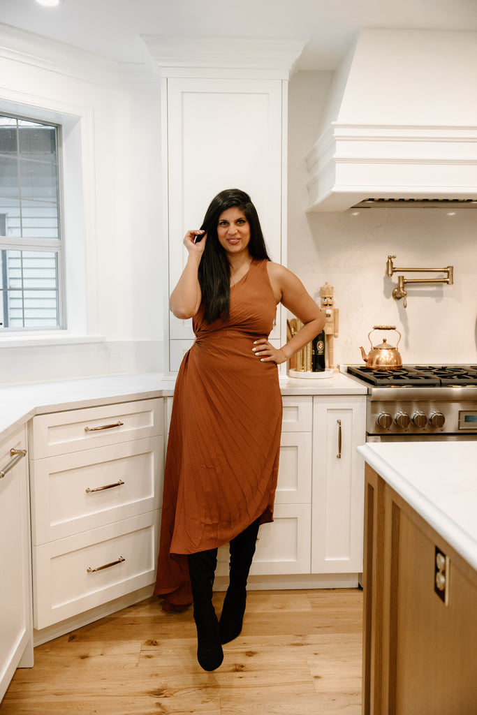 One Shoulder Cut Out Dress - Bronze