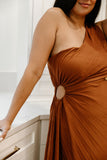 One Shoulder Cut Out Dress - Bronze