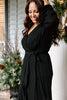 Ruffle Hem Maxi Wrap Dress - Black