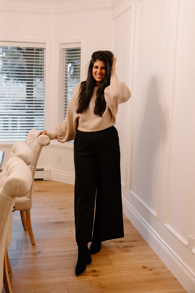 Wide Leg Dress Pant - Black