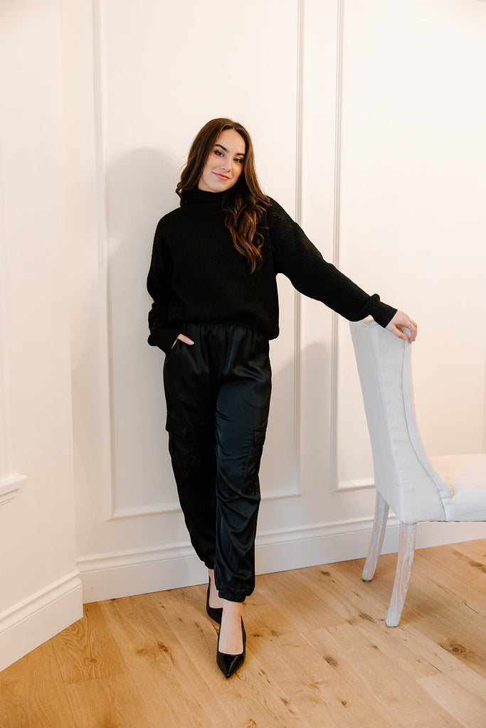 Black Dressy Cargo Pant - Black