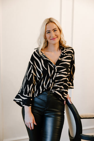 Mockneck Long Sleeve Top - Charcoal