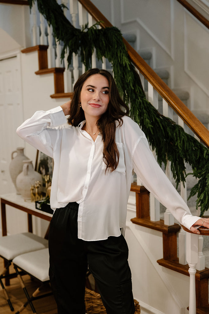 Blouse With Single Pocket - White