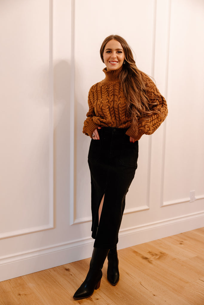 Chunky Cable Knit Crop Turtleneck - Cogn