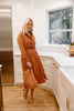 Long Sleeve Midi Belted Dress - Bronze