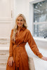 Long Sleeve Midi Belted Dress - Bronze