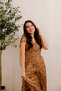 Ruffle Sleeve Printed Dress - Sepia