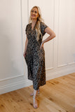 Ruffle Sleeve Printed Dress - Tawny