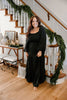 Smocked Maxi Dress With Sleeve - Black
