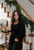 Smocked Maxi Dress With Sleeve - Black