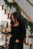 Smocked Maxi Dress With Sleeve - Black