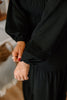 Smocked Maxi Dress With Sleeve - Black