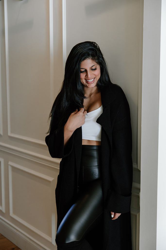 Knitted Trench Coat - Black
