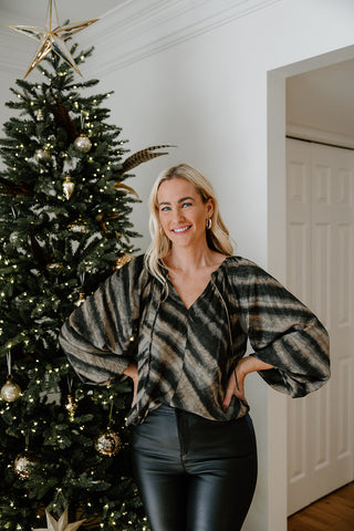Mockneck Long Sleeve Top - Charcoal
