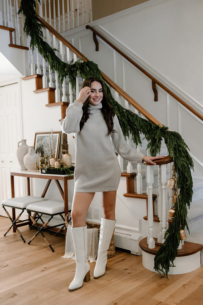 Turtleneck Sweater Dress - Grey