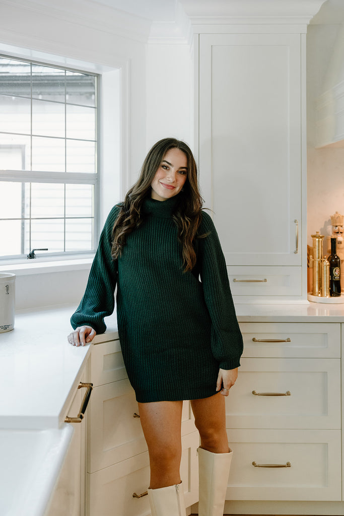 Turtleneck Sweater Dress - Green