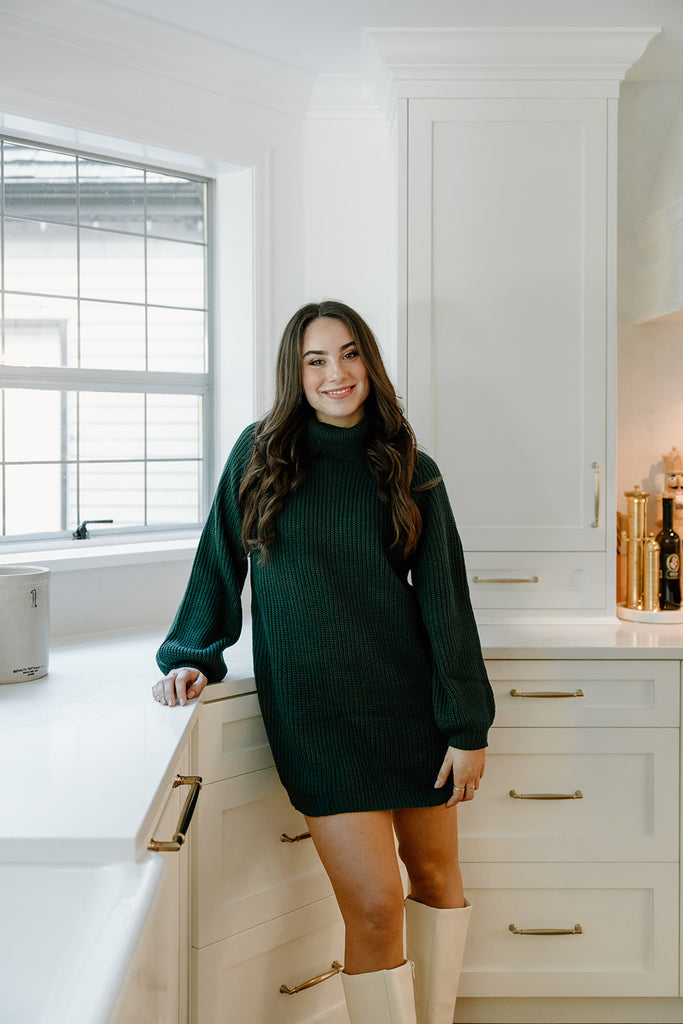 Turtleneck Sweater Dress - Green
