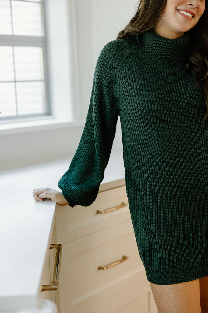 Turtleneck Sweater Dress - Green