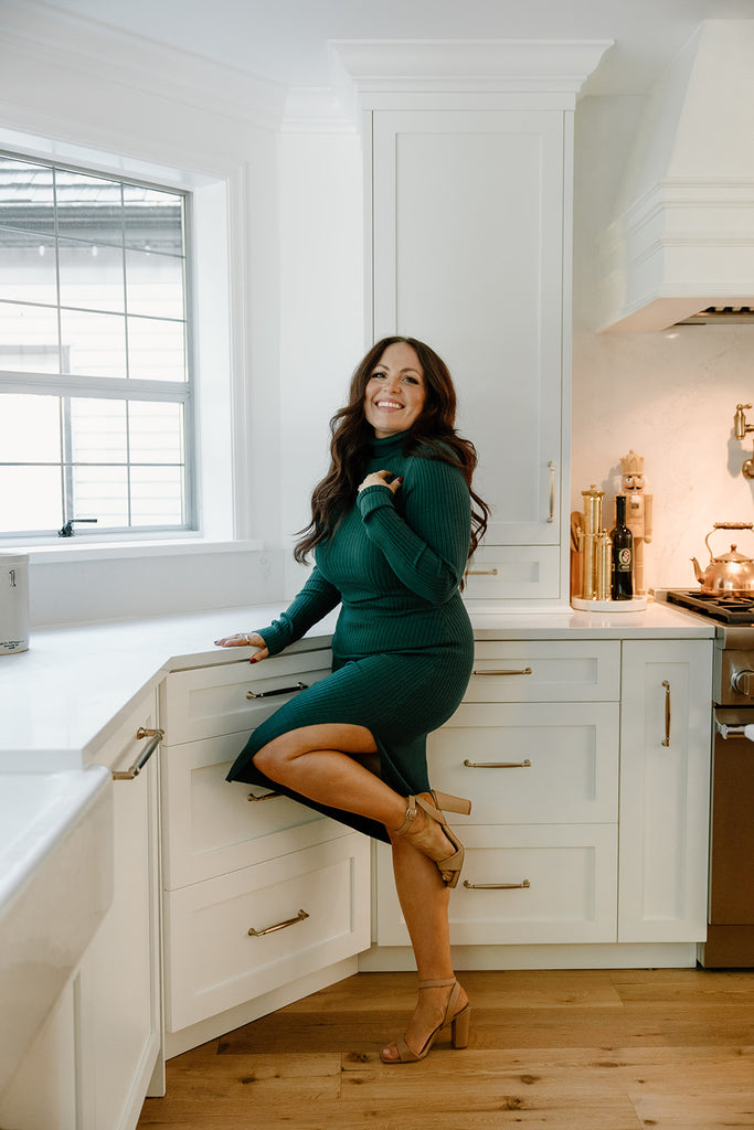 Knit Turtleneck Dress - Pine