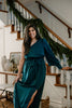 One Shoulder Maxi with Slit - Green