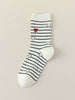 Striped Heart Sock - White